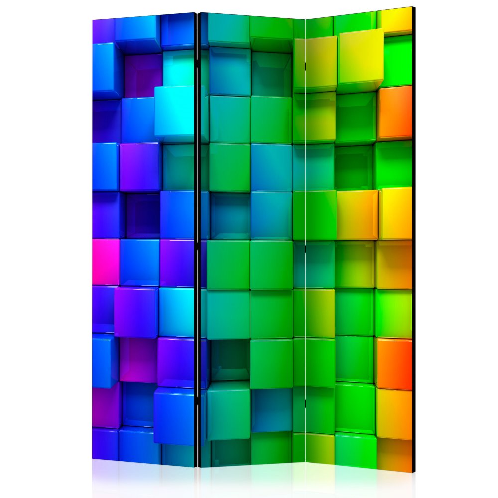 Paraván Colourful Cubes Dekorhome 135x172 cm (3-dílný),Paraván Colourful Cubes Dekorhome 135x172 cm 