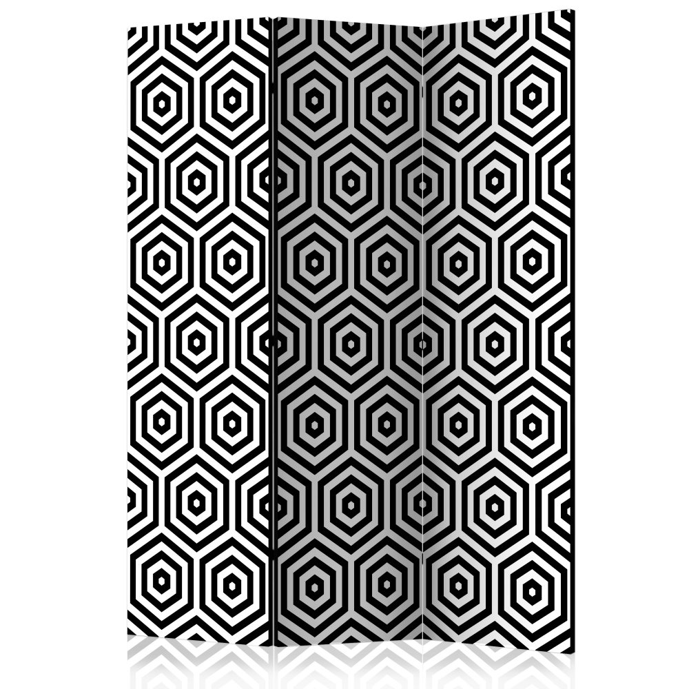 Levně Paraván Black and White Hypnosis Dekorhome 135x172 cm (3-dílný)