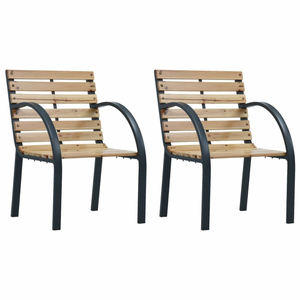 E-shop Záhradné stoličky 2 ks drevo / oceľ Dekorhome Hnedá