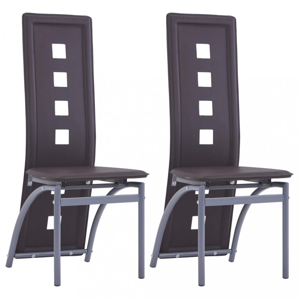 Jídelní židle 2 ks umělá kůže Dekorhome Hnědá,Jídelní židle 2 ks umělá kůže Dekorhome Hnědá