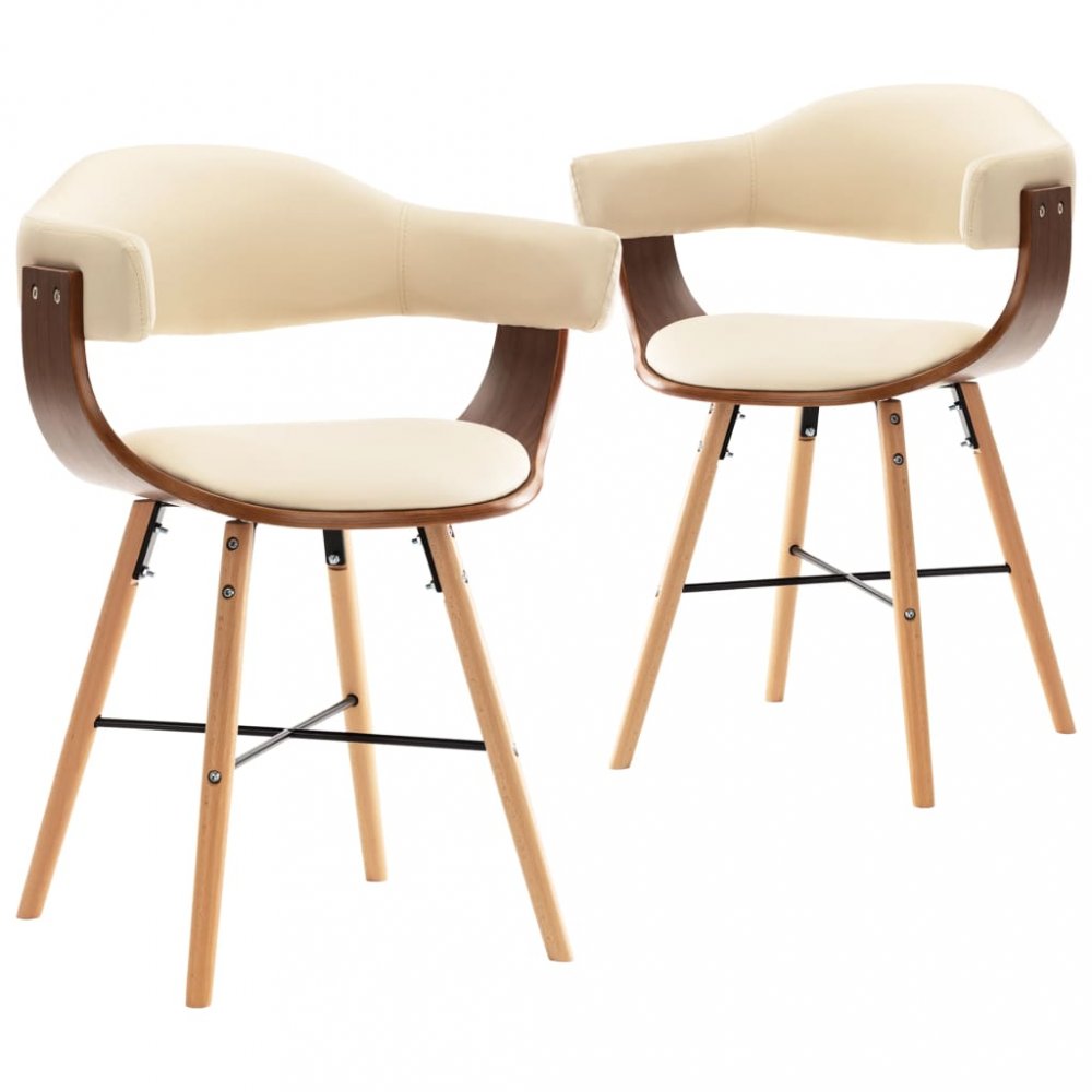 Jídelní židle 2 ks ohýbané dřevo / umělá kůže Dekorhome Hnědá / krémová,Jídelní židle 2 ks ohýbané d