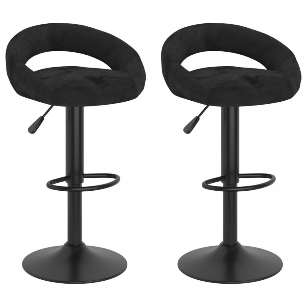 E-shop Barová židle 2 ks samet / kov  Černá,Barová židle 2 ks samet / kov  Černá
