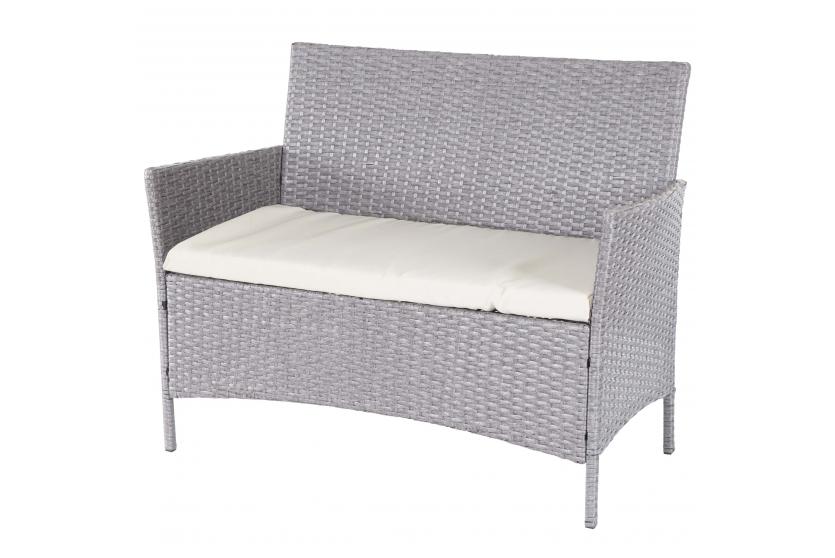 Zahradní ratanová pohovka Dekorhome Šedá / krémová