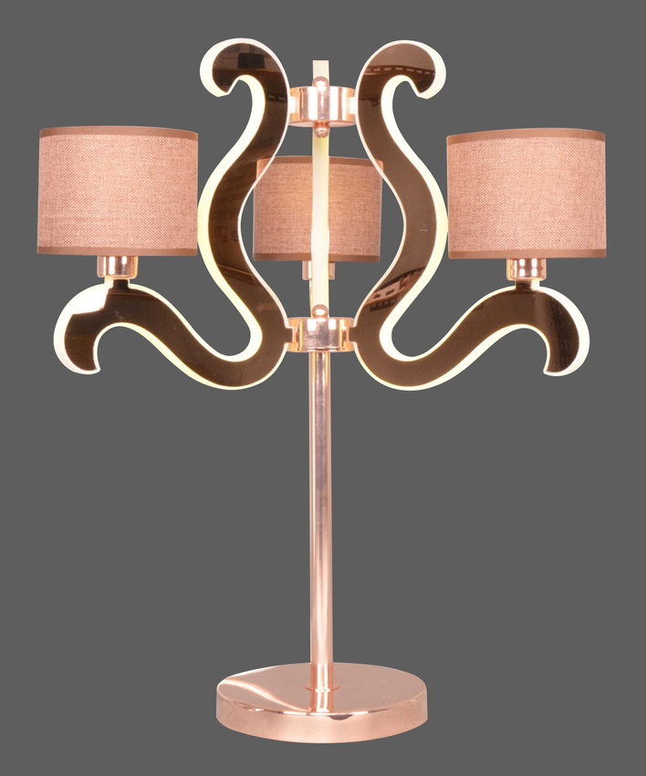 Stolová lampa s 3 LED ramenami, medená, Ambrosia