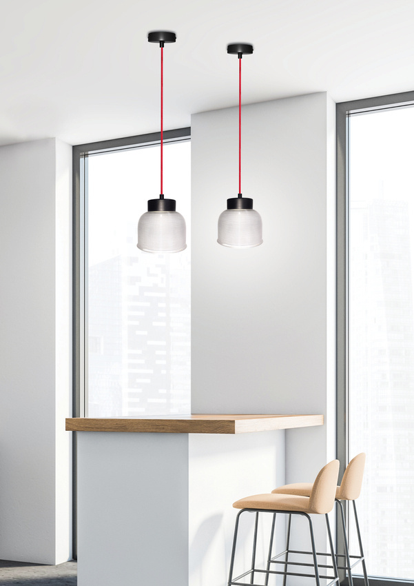 Závesná lampa 15cm číry/červený kábel Liverpool Ledea