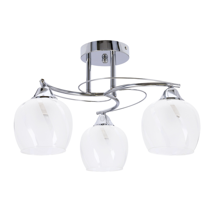 Stropná lampa Prego chrómová E27 s priehľadným tienidlom
