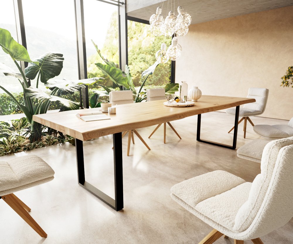 Jedálenský stôl Edge 300x100 dub prírodný čierna tenká podstava Live