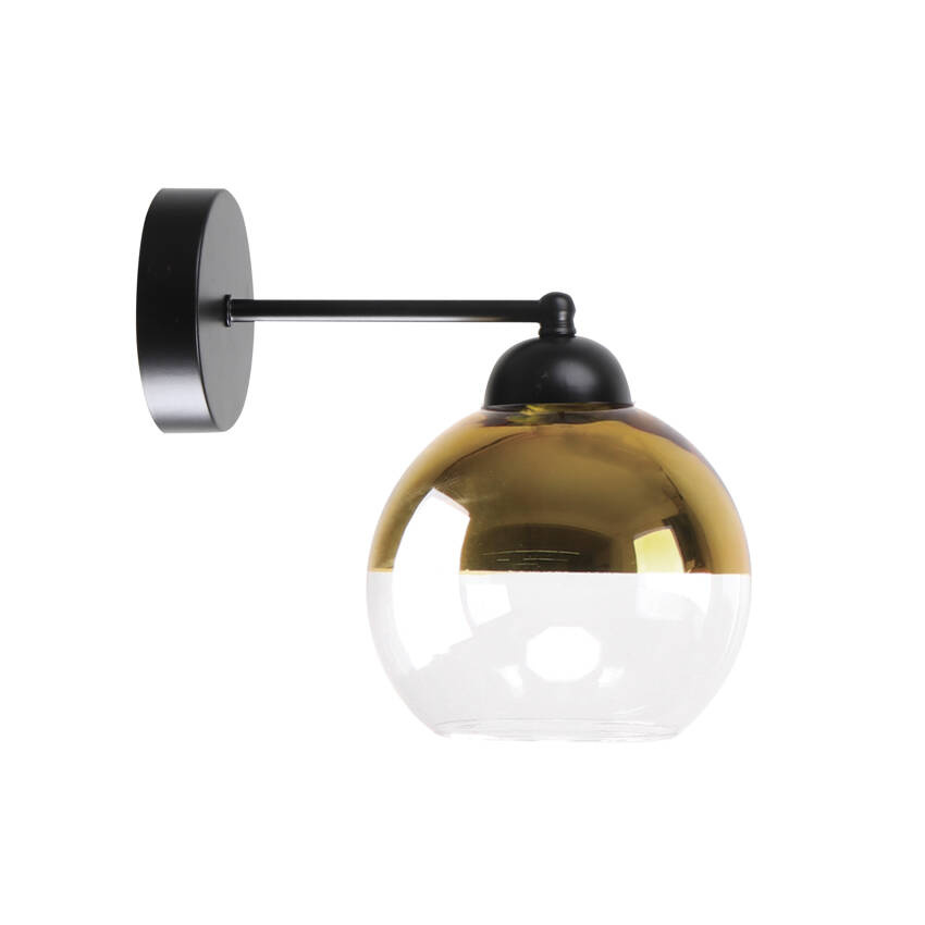 Nástenná lampa Contessa čierna 1X40 E27 zlaté tienidlo
