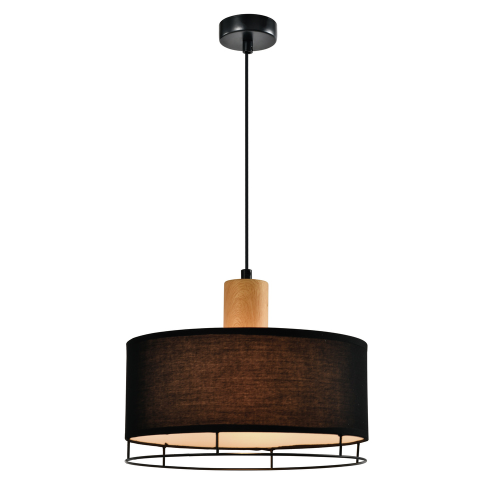 Stropná lampa Ardi čierna s dreveným tienidlom 1x40W E27 čierne