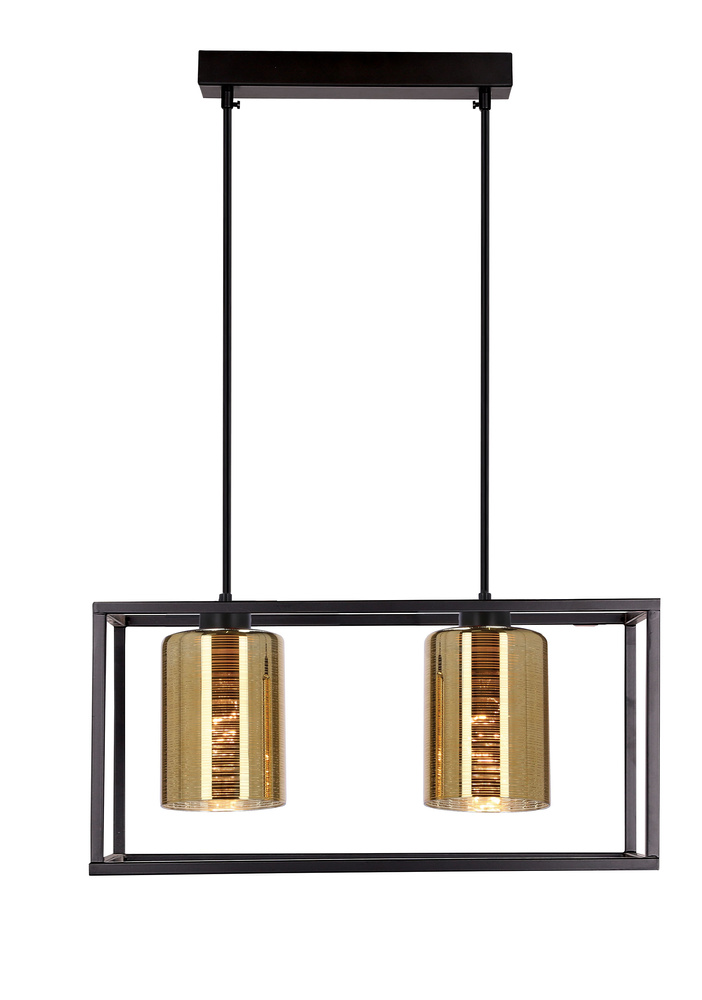 Závesná lampa LURI 2x40W E27 čierna so zlatými tienidlami, moderné stropné svietidlo do obývačky a kuchyne, loftový štýl, elegantný minimalizmus