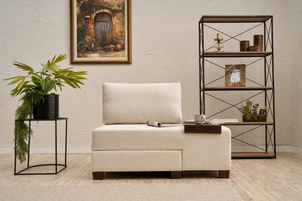 Rozkládací křeslo Perenna Chenille Right - Cream (obrázek 8)