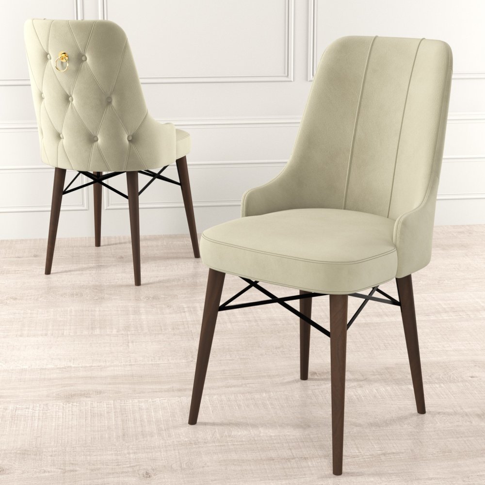 Súprava stoličiek (6 kusov) Pare - Cream, Brown