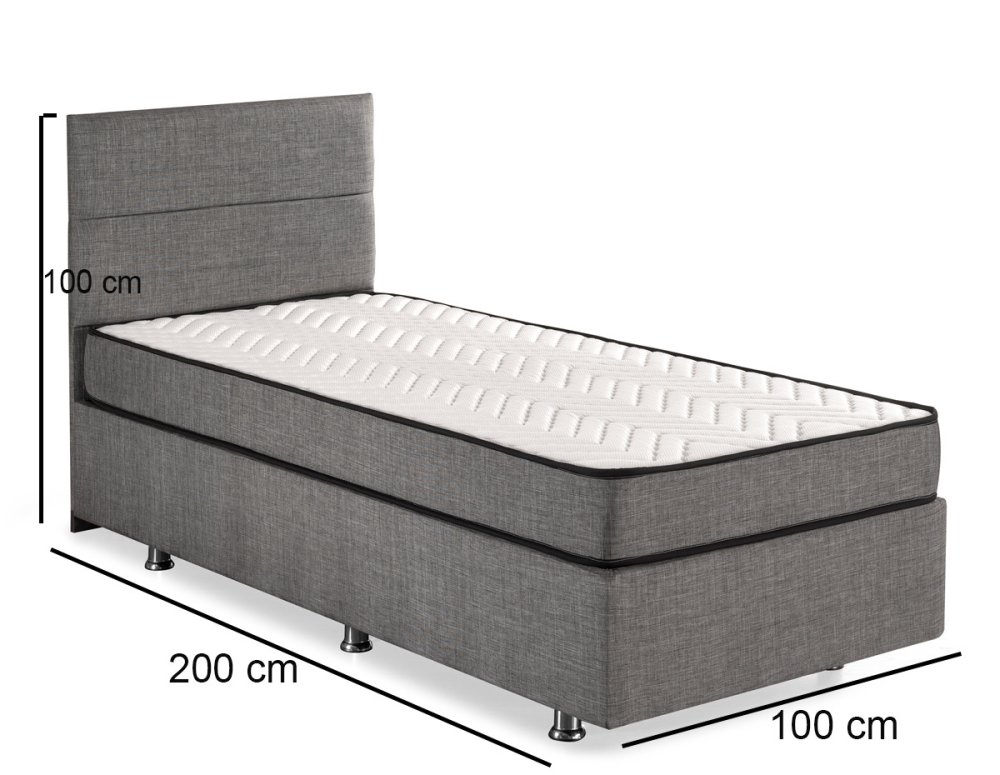 Rám jednolůžkové postele s čelem Silver - Grey (100 x 200) (obrázek 2)