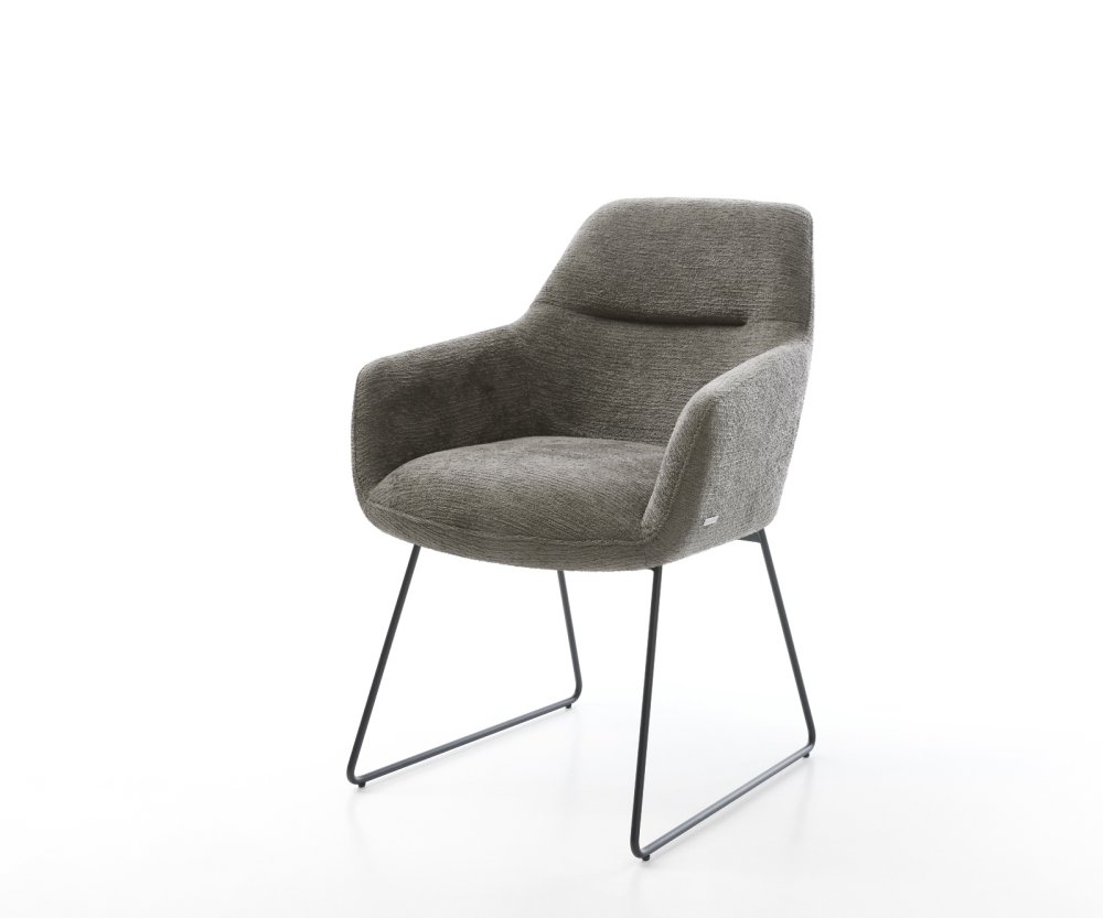 Jedálenská stolička Pejo-Flex bouclé mäkký tmavobéžová tenká podstava