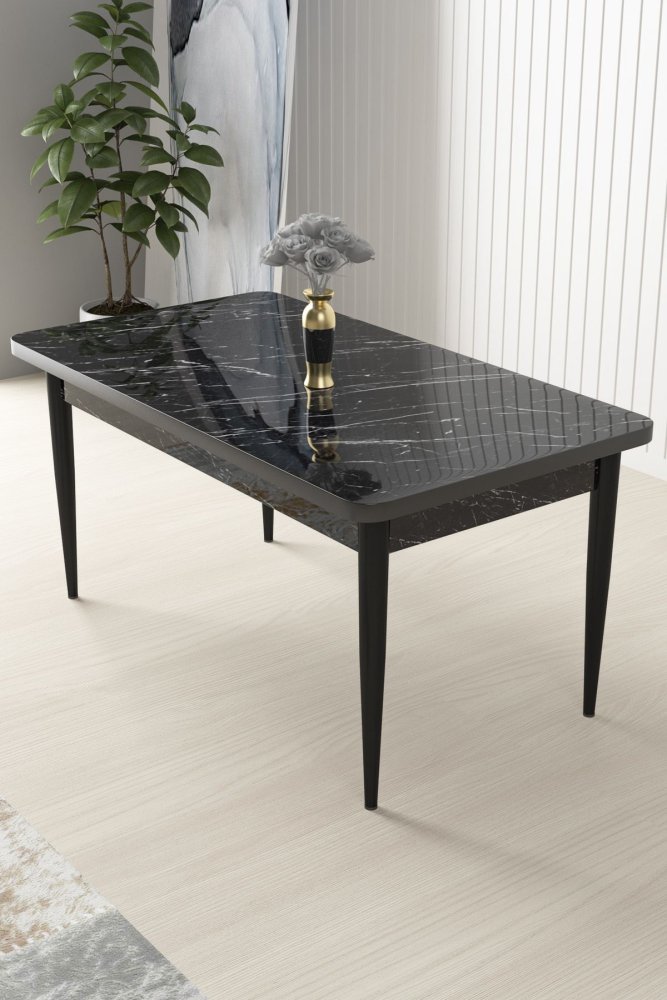 Jedálenský stôl Nil - Black Marble, Black