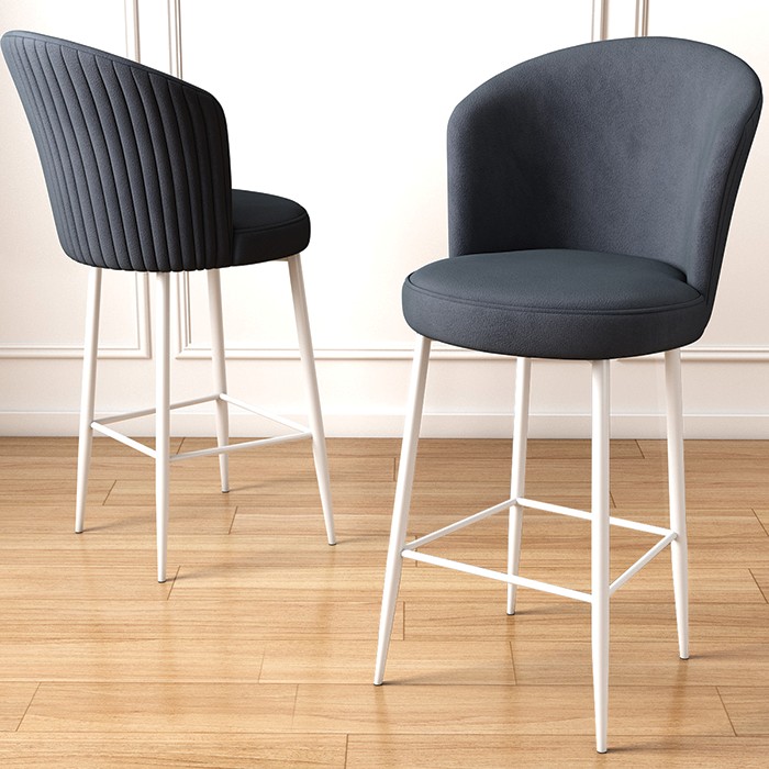 Bar Stool Set (4 Pieces) Alte - Anthracite, White