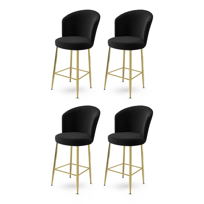 Bar Stool Set (4 Pieces) Alte - Black, Gold