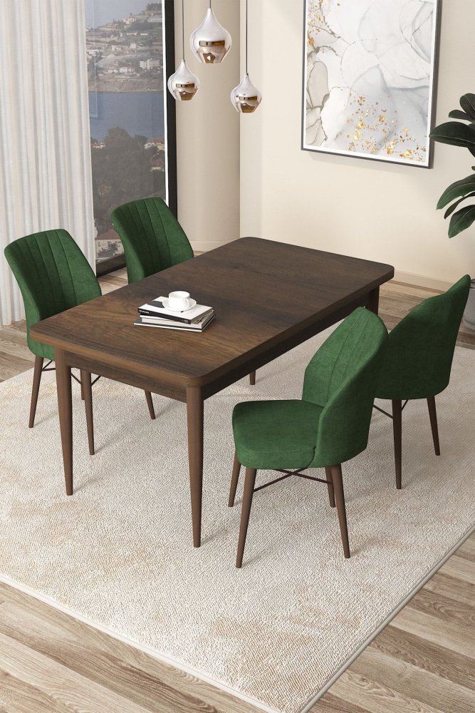 Dining Table & Chairs Set (5 Pieces) Arp - Baroque, Khaki