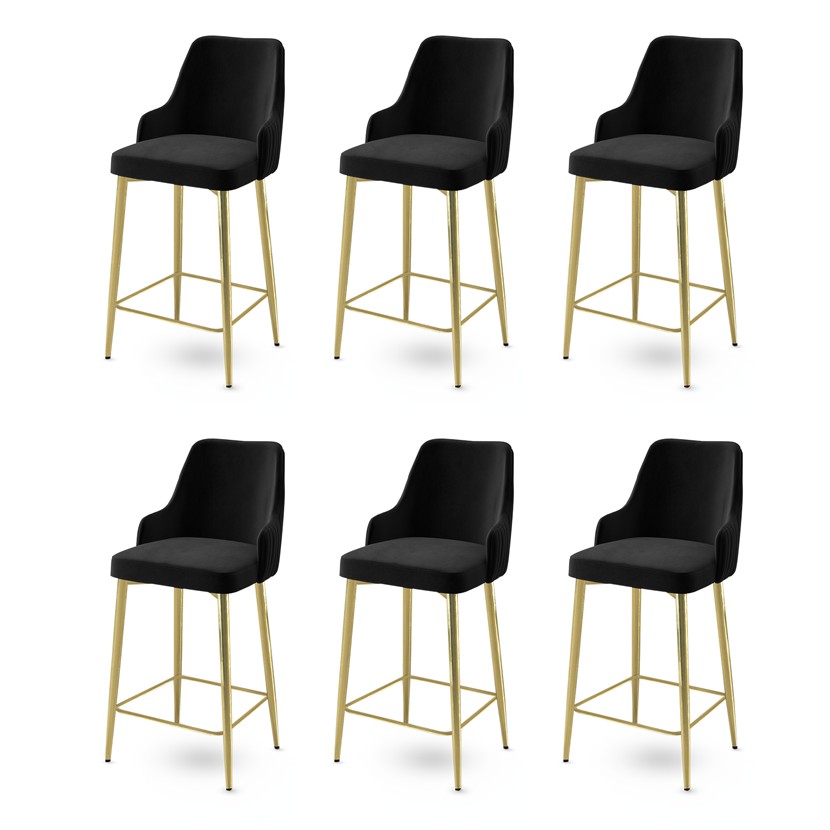 Bar Stool Set (6 Pieces) Enox - Black, Gold