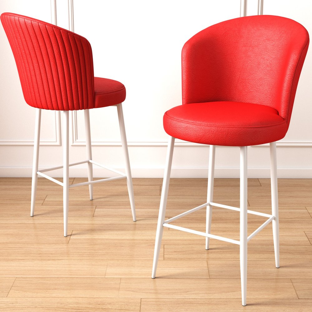 Bar Stool Set (6 Pieces) Uras - Red, White