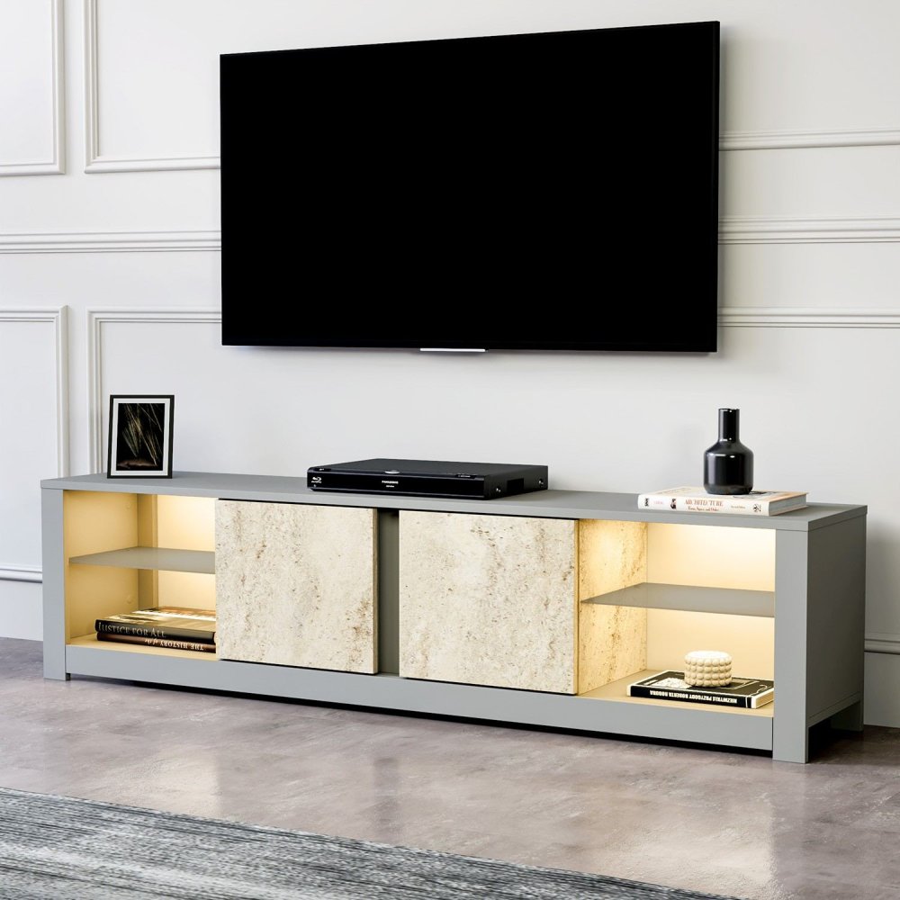 TV stolík Aydos - Grey, Travertine