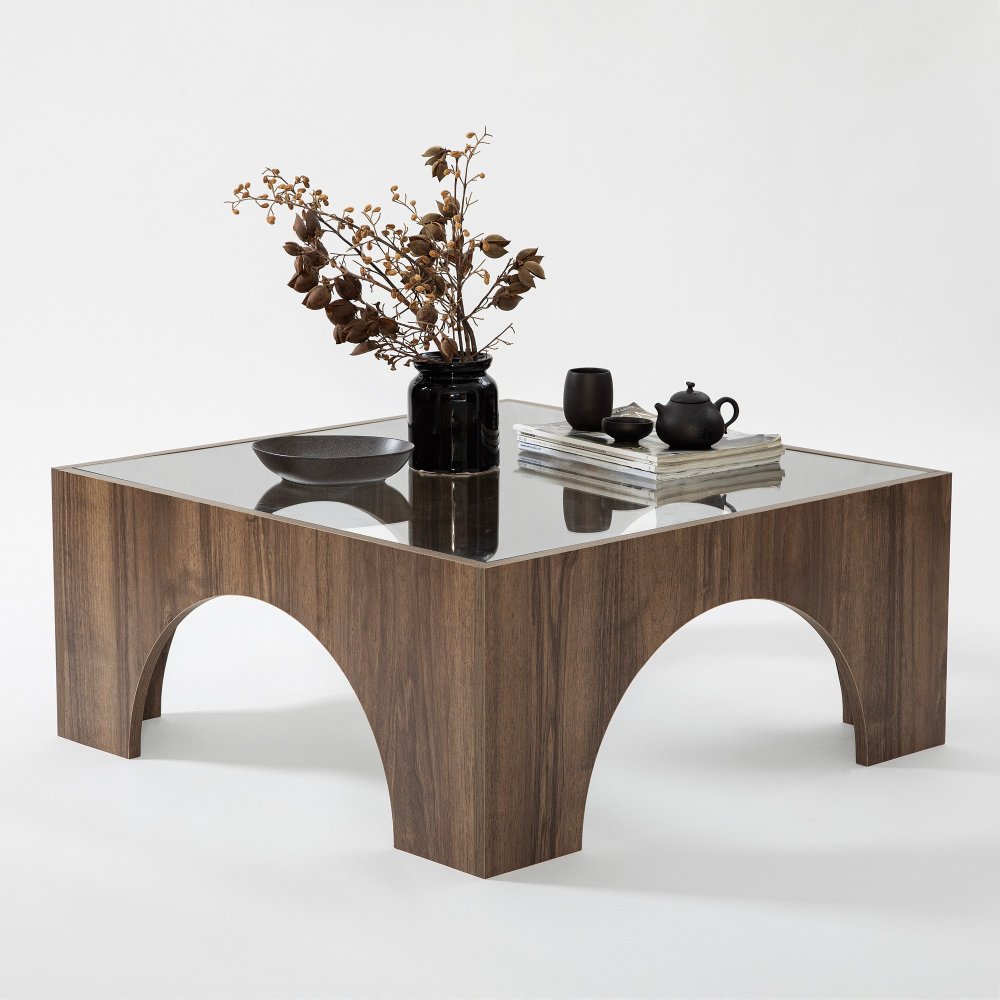 Konferenční stolek Seine - Transparent, Walnut (obrázek 7)
