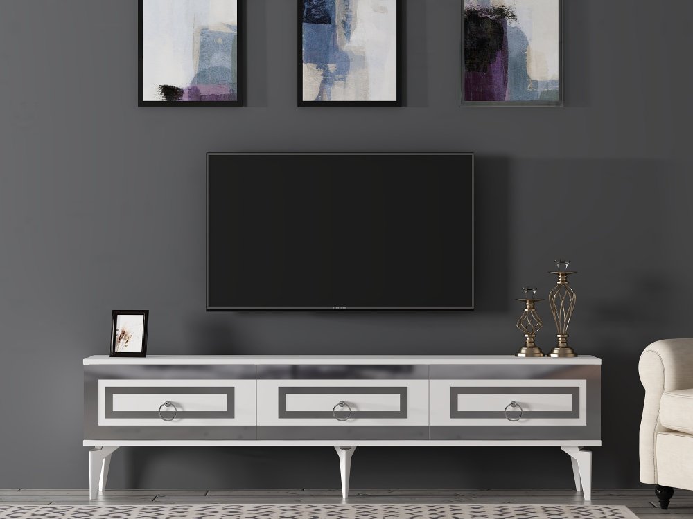 TV stolek Karya - White, Silver (obrázek 7)