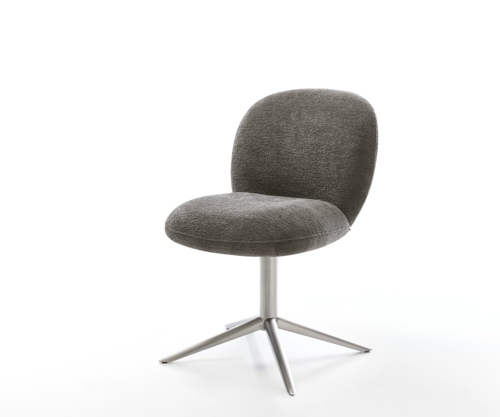 Jedálenská stolička Nube-Flex bouclé mäkký tmavobéžová kovová podstava