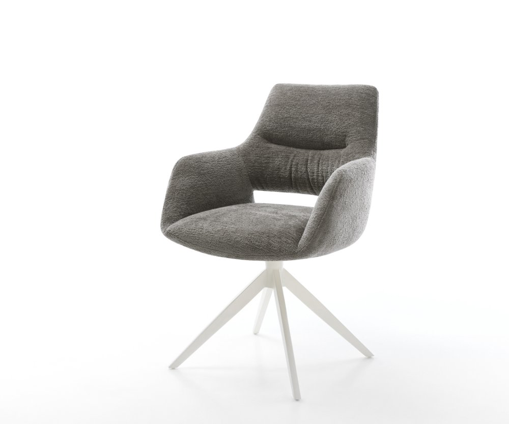 Jedálenská stolička Yago-Flex s opierkami bouclé mäkký tmavobéžová