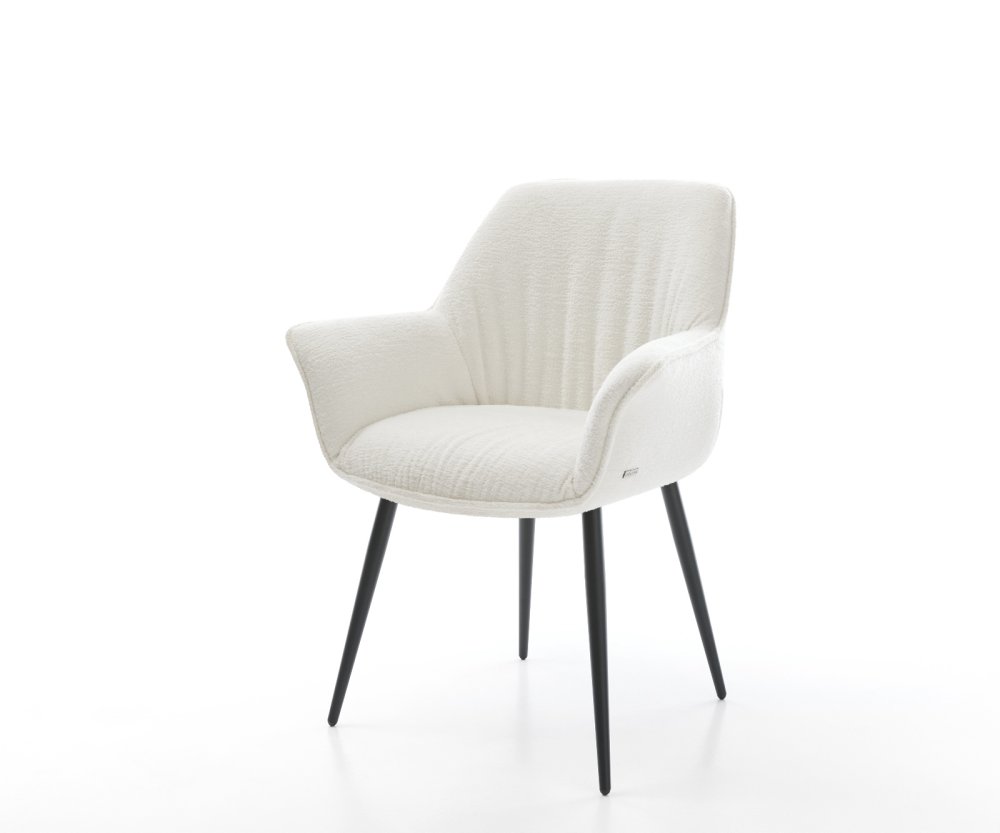 Jedálenská stolička Keila-Flex s opierkami bouclé mäkká béžová 4-nohá