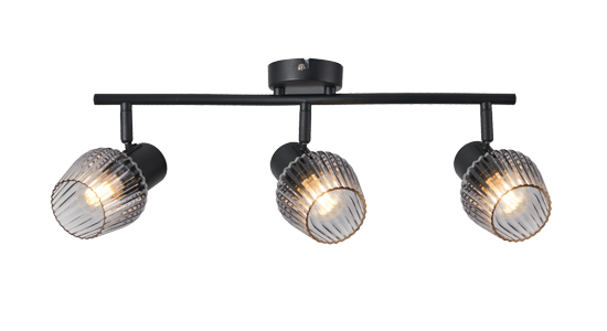 MITURA lampa sufitowa czarny 3x40W E27 klosz dymiony