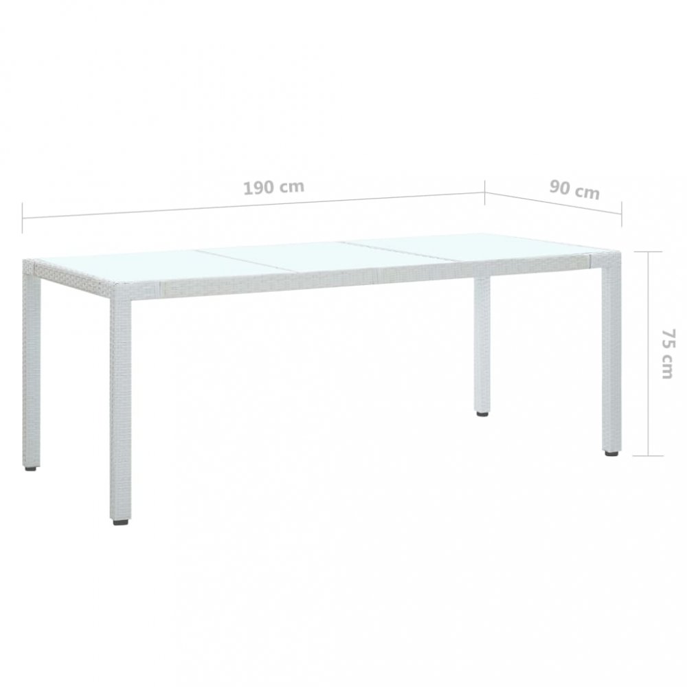 Záhradný stôl biely polyratan Dekorhome 190x90x75 cm