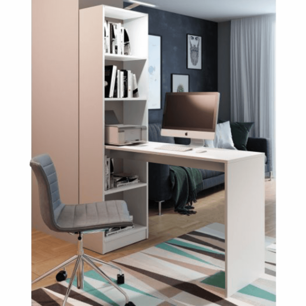 Stůl s regálem JASMIN Tempo Kondela Bílá Obrázek