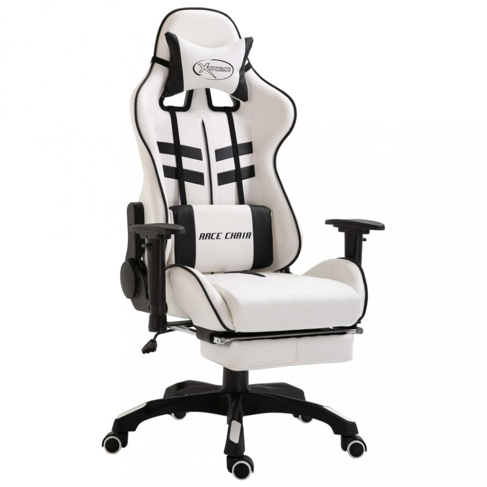 Herní křeslo s podnožkou umělá kůže Dekorhome Černá