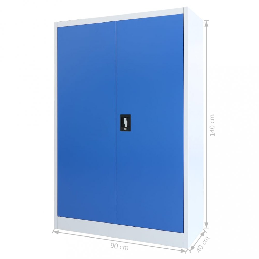 Levně Kancelářská skříň šedá / modrá Dekorhome 90x40x140cm