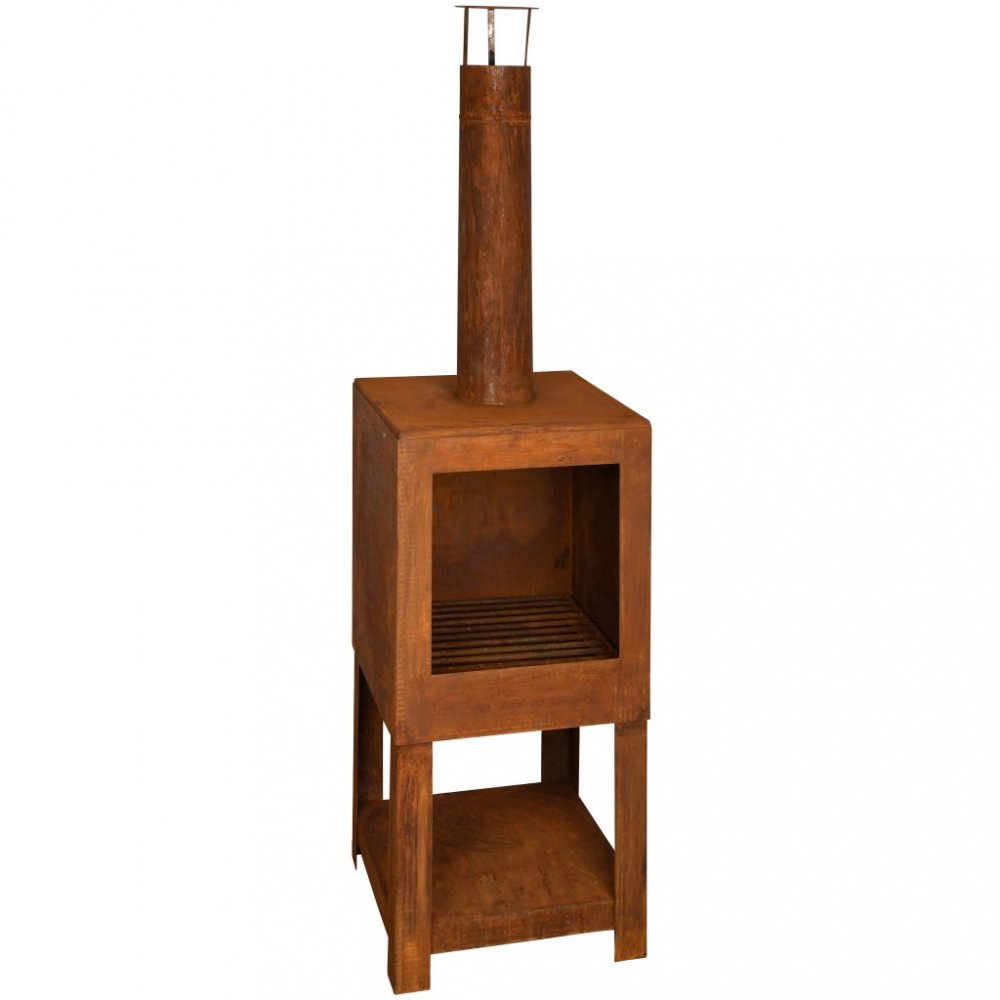 Zahradní krb s úložištěm na dřevo rezavý Dekorhome Obrázek