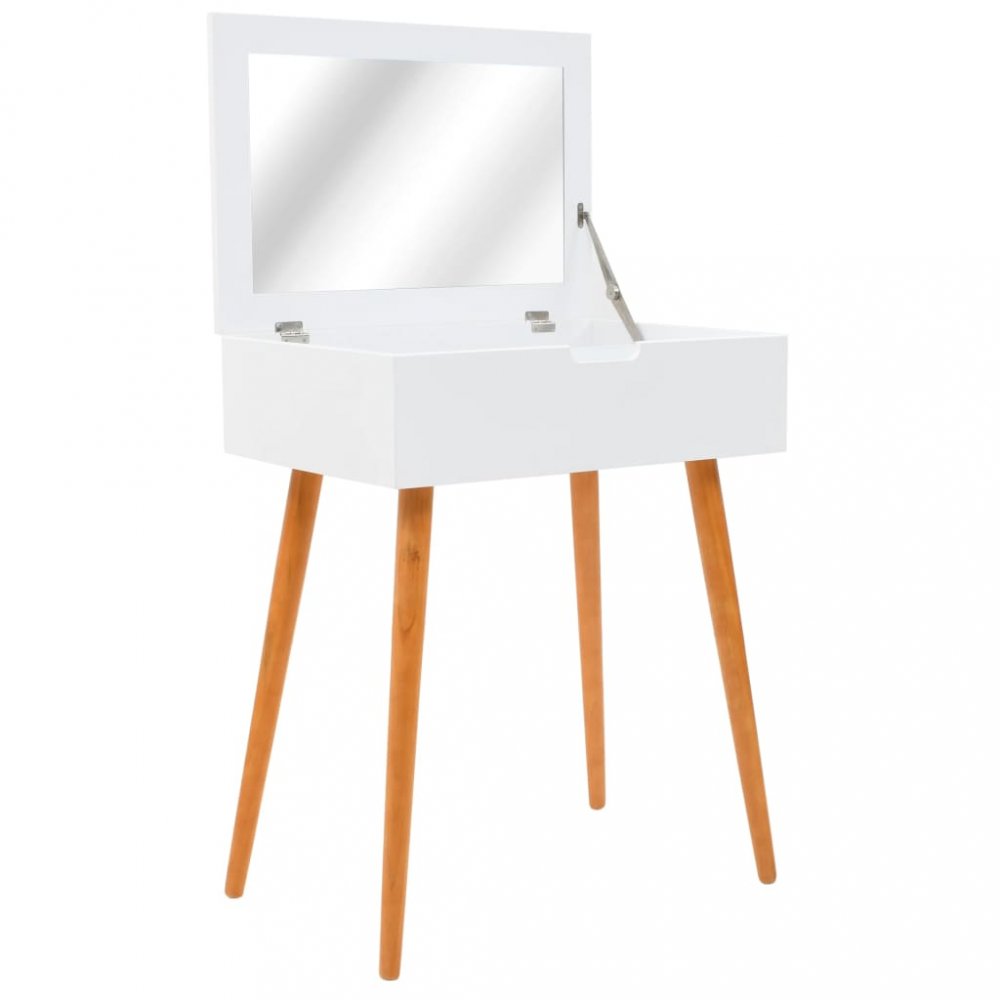 Toaletní stolek se zrcadlem bílá / hnědá Dekorhome,Toaletní stolek se zrcadlem bílá / hnědá Dekorhom