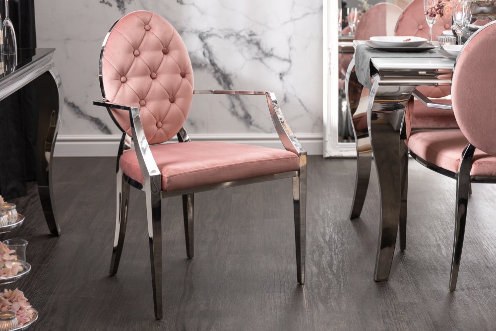 E-shop Chesterfield jídelní židle ZETHOS  Růžová,Chesterfield jídelní židle ZETHOS  Růžová