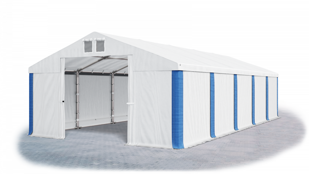 Garážový stan 5x6x3m střecha PVC 560g/m2 boky PVC 500g/m2 konstrukce ZIMA Bílá Bílá Modré,Garážový s