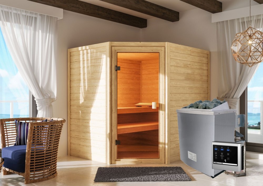 E-shop Interiérová fínska sauna s kamny 9 kW Dekorhome