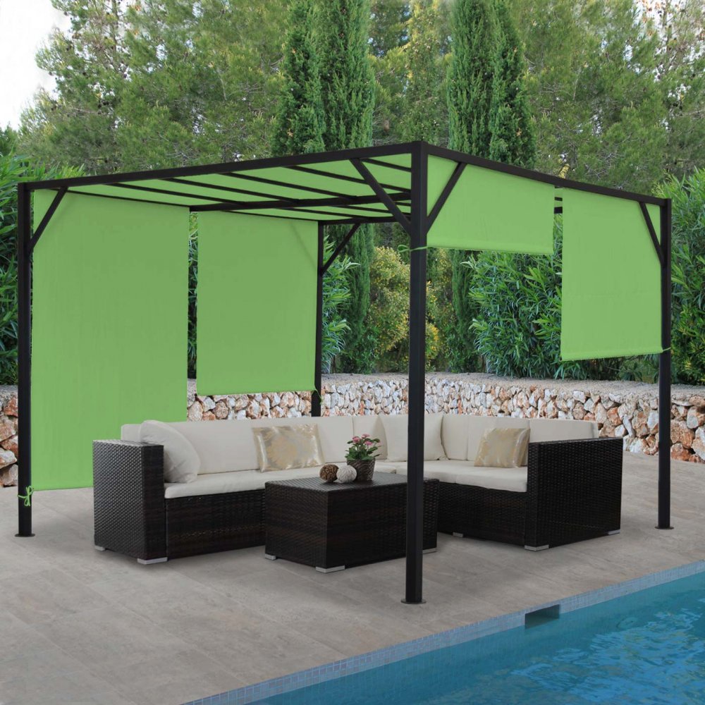 Obrázok Pergola so sťahovacou strechou 4x3 m Dekorhome Zelená