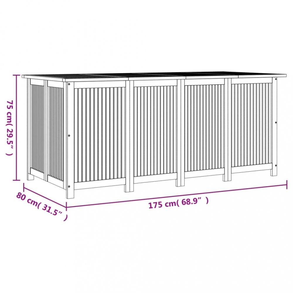 Zahradní úložný box 175 x 80 x 75 cm masivní akáciové dřevo