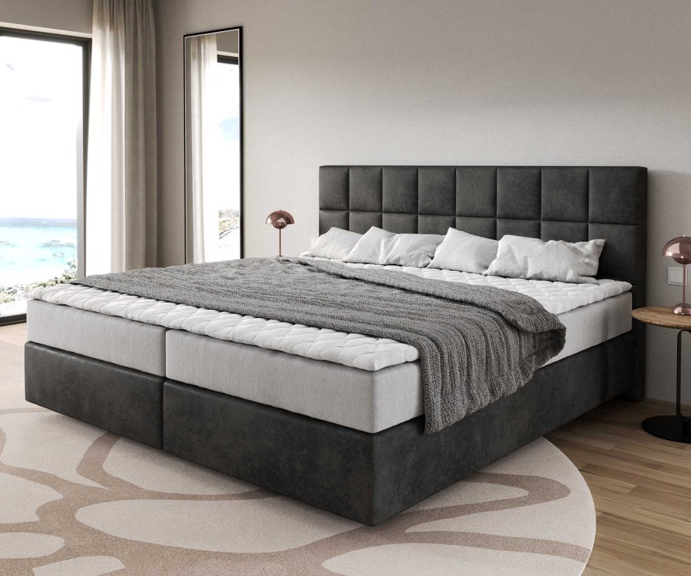 Boxspringová posteľ Dream-Fine z mikrovlákna antracit vintage 200x200
