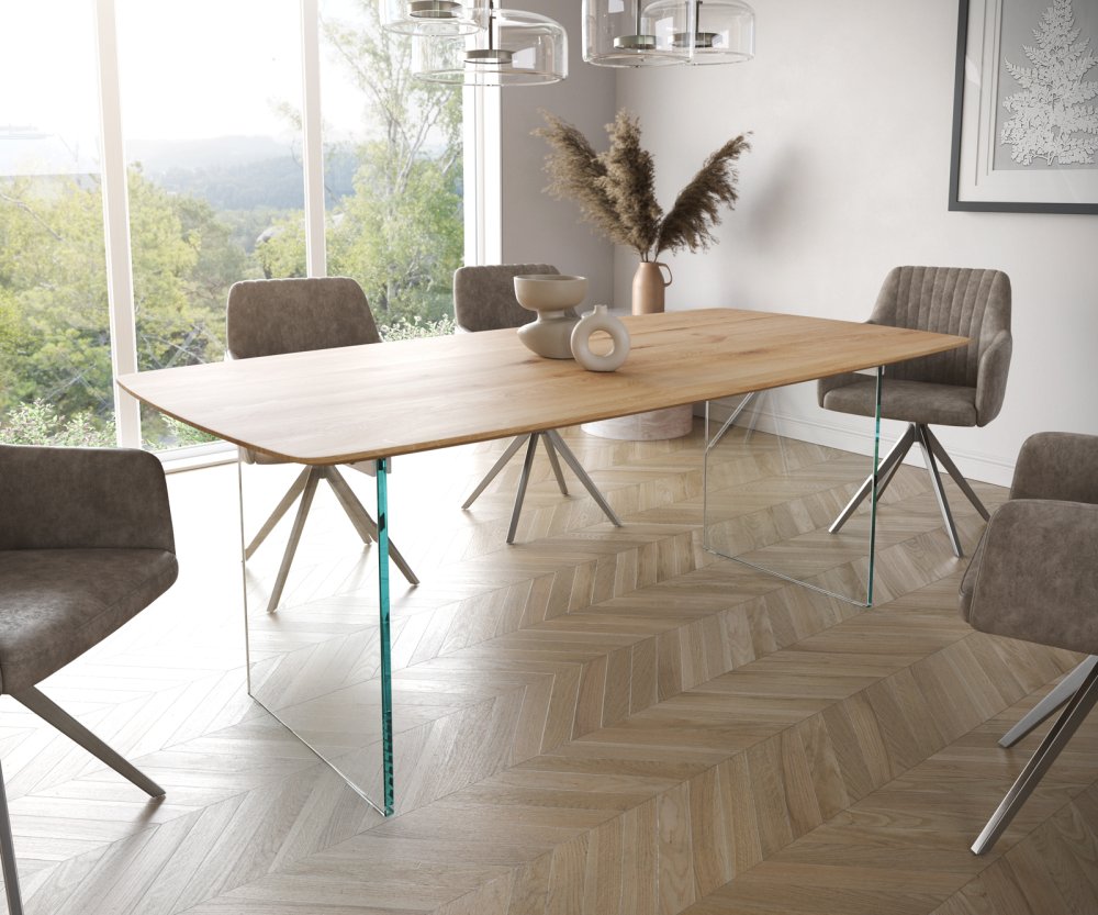 Jedálenský stôl Edge 200x100 cm zaoblený prírodný dub Swiss edge