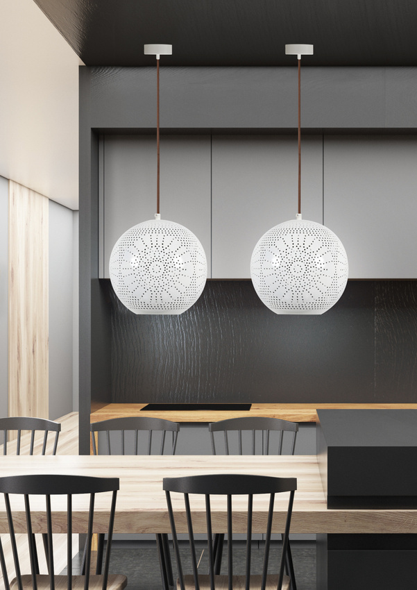 Závesná stropná lampa 60W E27 prelamovaná biela BENE