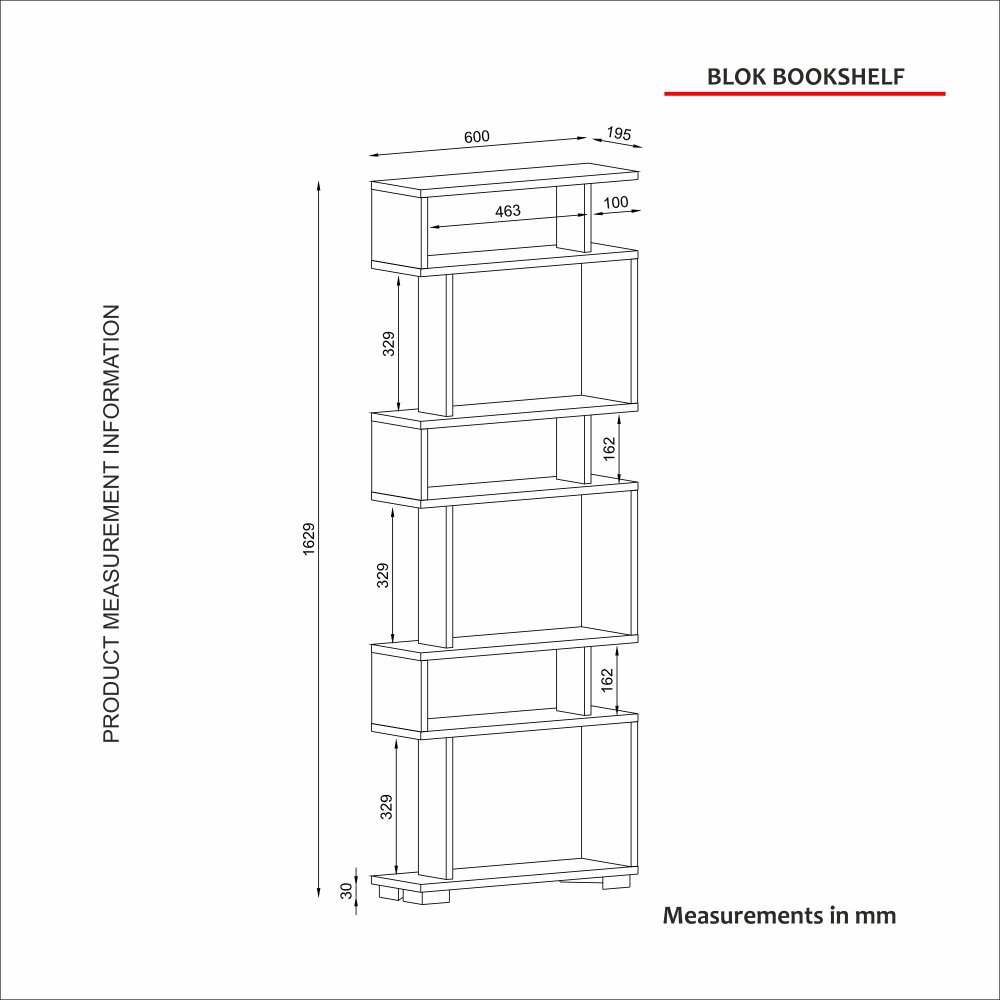 Knihovna Blok - White, Walnut (obrázek 3)
