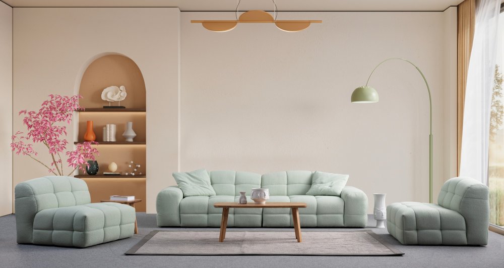 Trojmístná pohovka Pescara Lounge (L2-2R) - Pale Green (obrázek 6)
