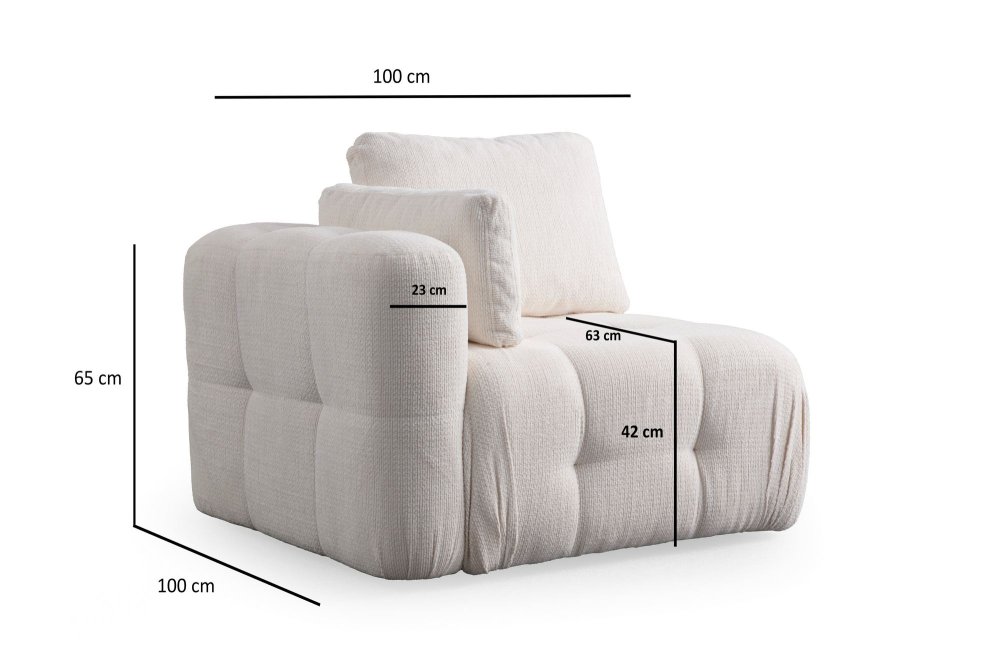 Rohová sedací souprava Amaris 3 Seater With Pouffe - White (obrázek 7)