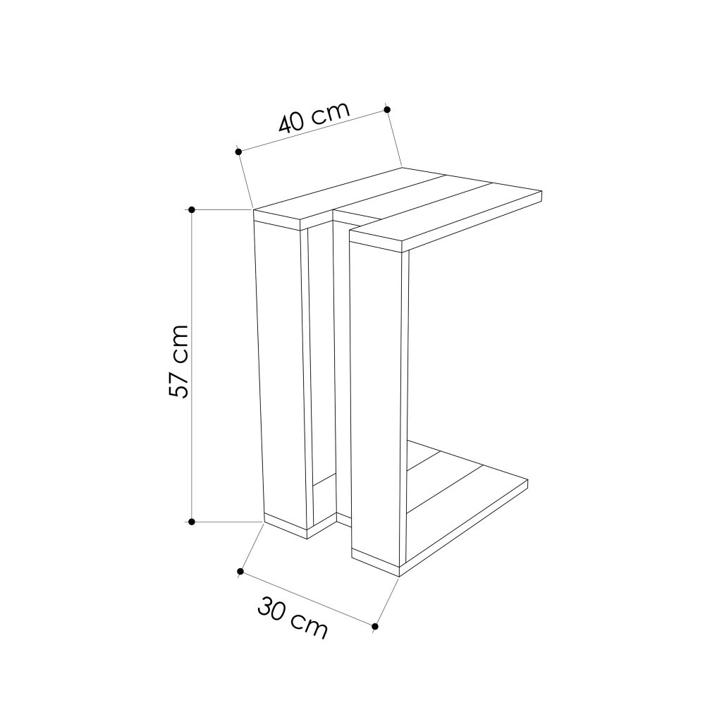 Odkládací stolek / Příruční stolek Muju - Oak, Anthracite, Oak (obrázek 3)