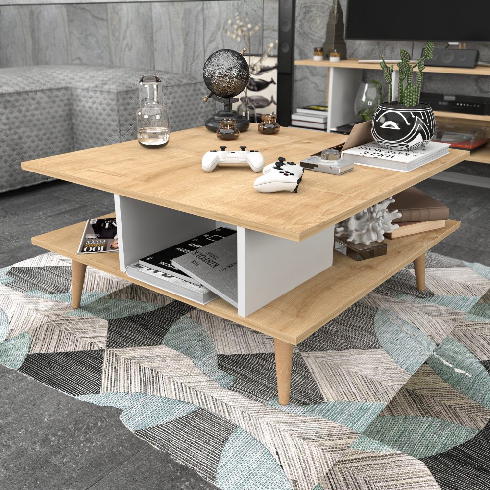 Konferenční stolek Akya - Oak, White (obrázek 6)